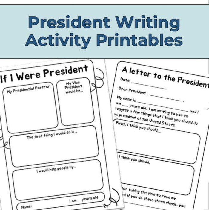 Second grade writing worksheet featuring a template for students to compose a letter to the President