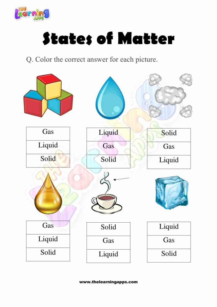 Matter Mixup What is a Liquid physical science worksheet sixteen Second grade student worksheet for identifying liquids to learn about states of matter