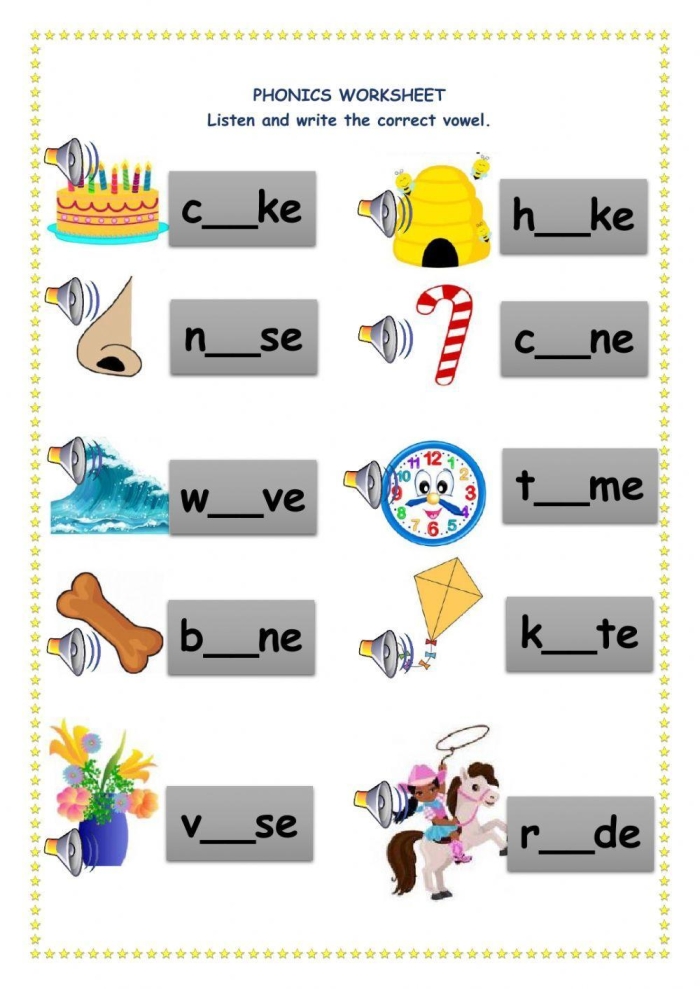 Children engaging with a Long A Sound worksheet for second graders