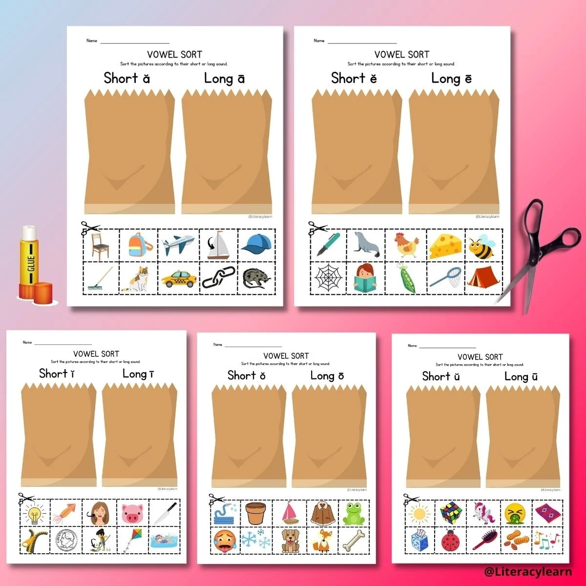 Long A Vowel Word Sort worksheet for second graders Kids engaging in a long A vowel word sorting activity on a worksheet