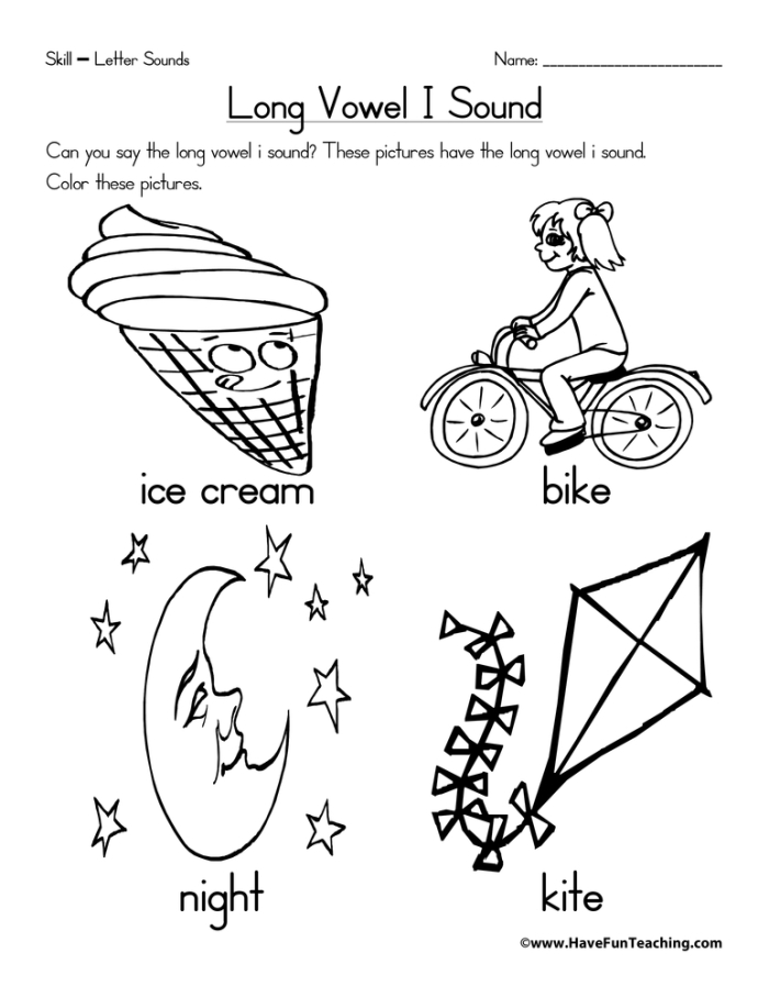 Long "i" sound completion activity for social studies skills in second grade Worksheet featuring sentences with missing long "i" sound words for second graders