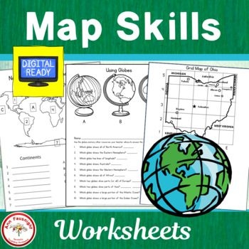 Second grade students learning about maps with context clues and phonics exercises on a worksheet