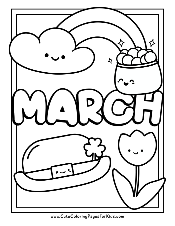 Second grade addition worksheet featuring a blank March calendar with space for holiday planning