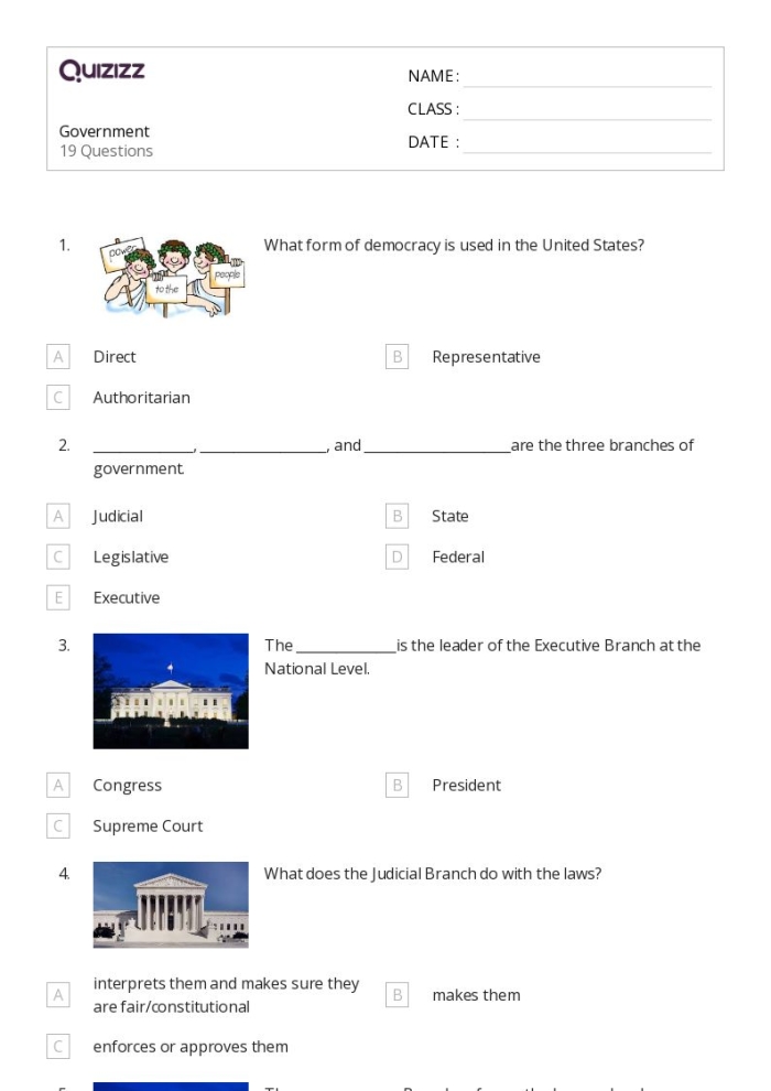 Federal Government Matching Worksheet for Second Grade Part 4 Second grade social studies worksheet about the White House and U.S. Capitol matching activity