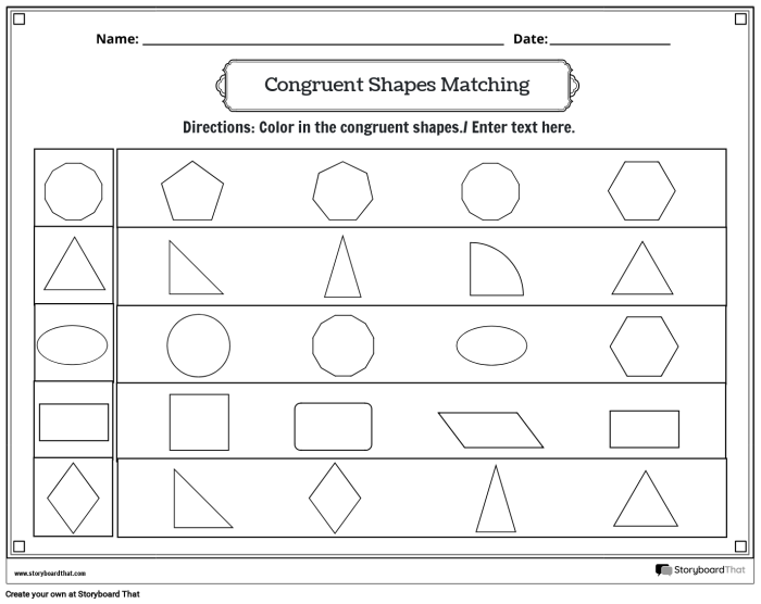 Congruent Shapes Matching Activity for Elementary Math Learners Two colorful shapes displayed side by side to help second graders identify congruent matching shapes