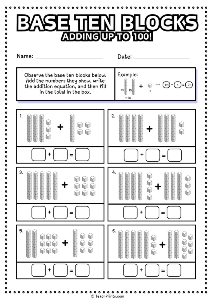 Base 10 blocks worksheet for second graders to practice mixed operations and understand number concepts. Engaging visual aid for mastering base 10 in early math education.