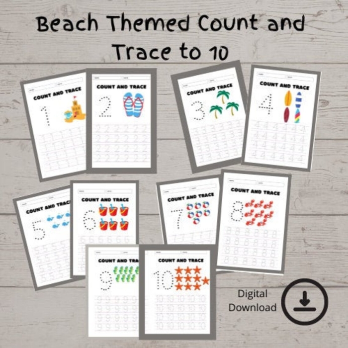 Engaging math worksheet featuring number patterns for young learners on the beach theme Colorful Number Patterns on the Beach worksheet designed for second graders to enhance their math skills