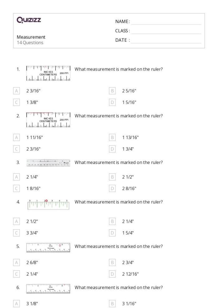Second grade measurement review worksheet with ruler and calendar practice problems