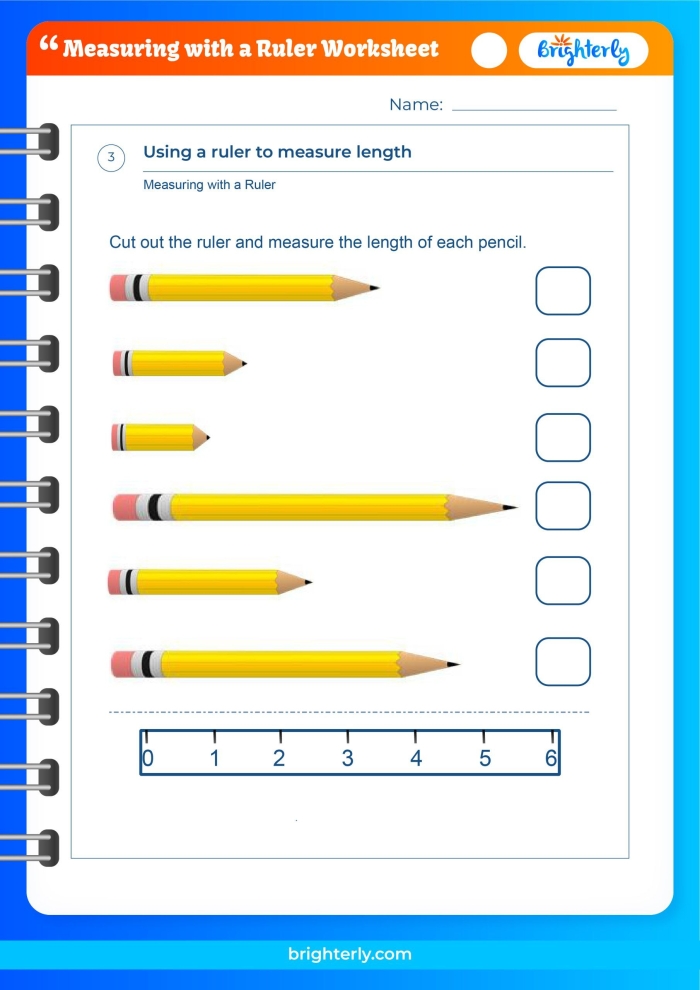 Second grade measurement practice test worksheet featuring a calendar and ruler activities