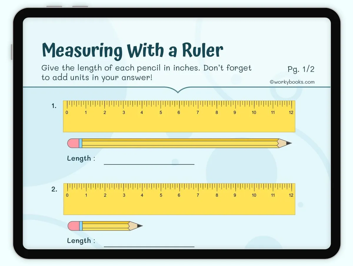 Worksheet for measuring inches featuring familiar landmarks