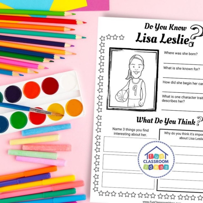 Second grade spelling worksheet featuring facts about ballerina Misty Copeland