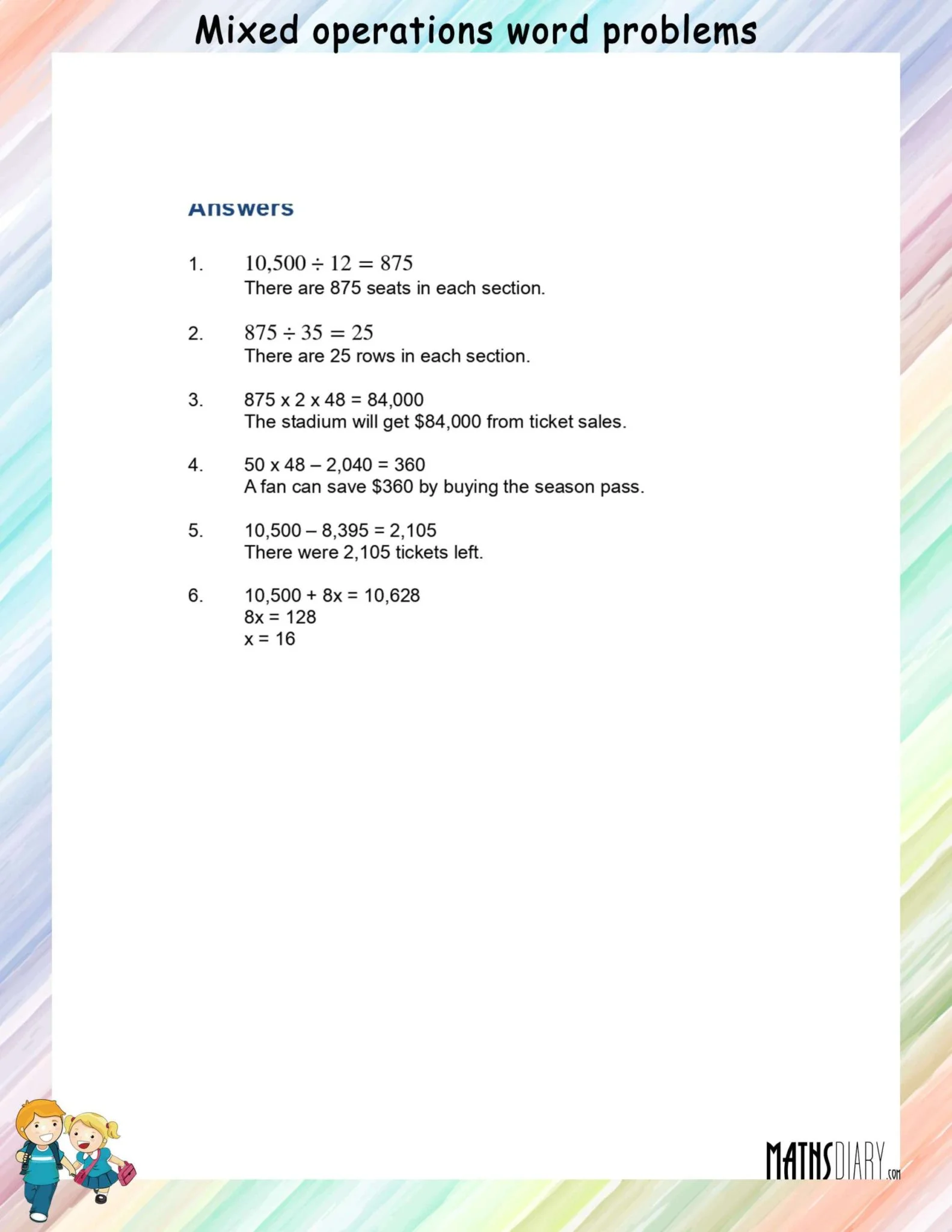 Mixed Operation Word Problem Check-in Worksheet 17 for Second Grade Math Assessment Second grade student worksheet featuring mixed operation word problems for three-digit addition and subtraction practice