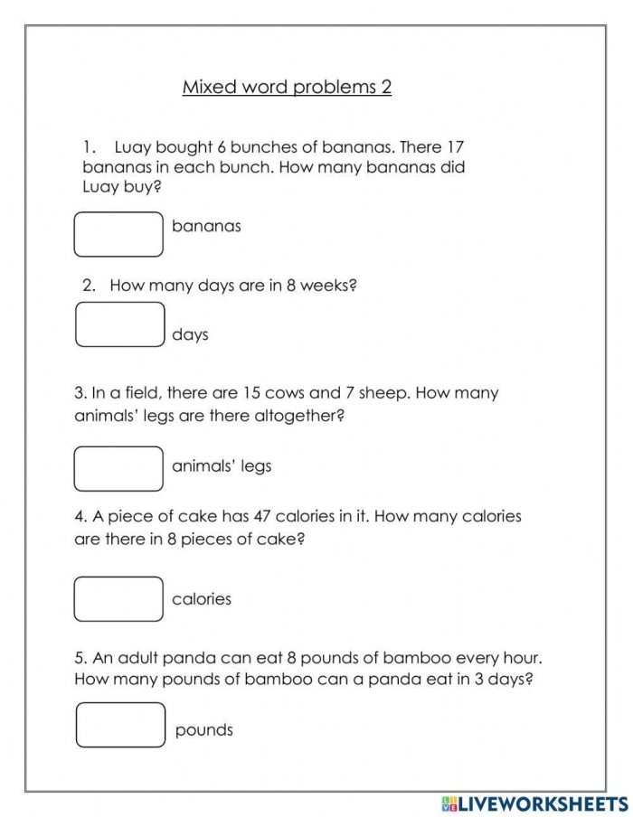 Mixed Operation Word Problem Check-in Worksheet 9 for Second Grade Math Assessment Second grade student worksheet featuring mixed operation word problems for three-digit addition and subtraction practice