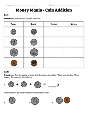 Coin and Dollar Addition Worksheet 7 Time and Money Practice Second grade student practicing addition with dollar bills and coins on a worksheet