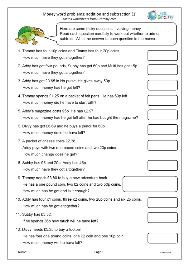 Second grade students solving money math word problems featuring addition with dollars and cents
