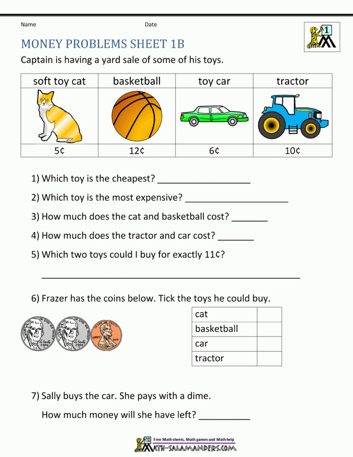 Engaging addition worksheet featuring everyday money scenarios for young learners Kids solving money math word problems in a fun worksheet for second graders