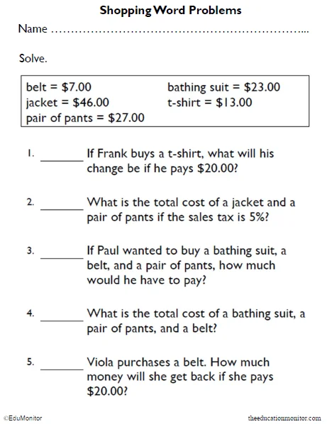 Money Math Word Problems Worksheet 10 Addition Practice Second grade students solving money math word problems with addition