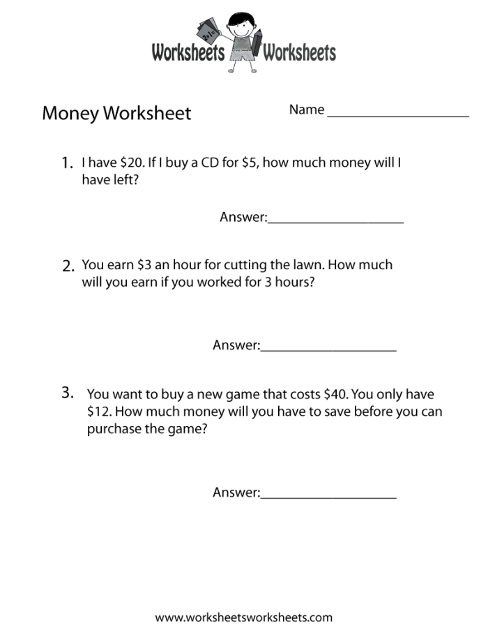 Second-grade students working on a Spending Money Word Problems worksheet featuring number bonds and subtraction. Engaging math problems for young learners to enhance their money skills.