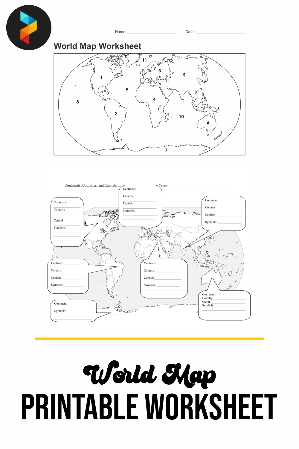 Second grade multiplication world map activity worksheet with geography labeling exercises
