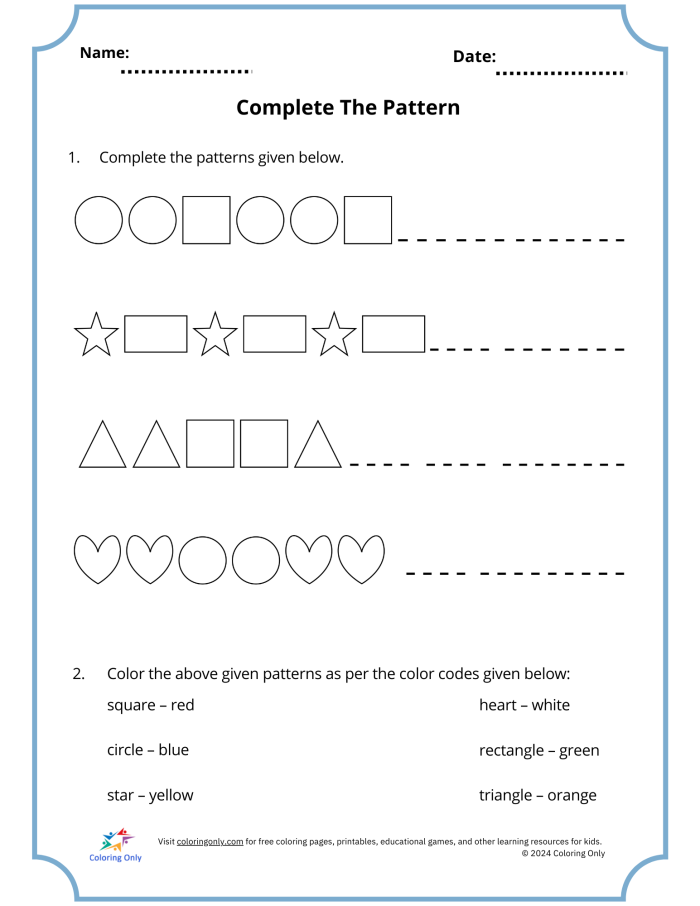 Complete the Pattern worksheet focused on number sense for second grade students Worksheet featuring number patterns for second graders to develop multiplication skills