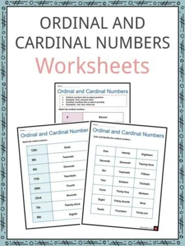 Worksheet for second graders to practice distinguishing between ordinal and cardinal numbers