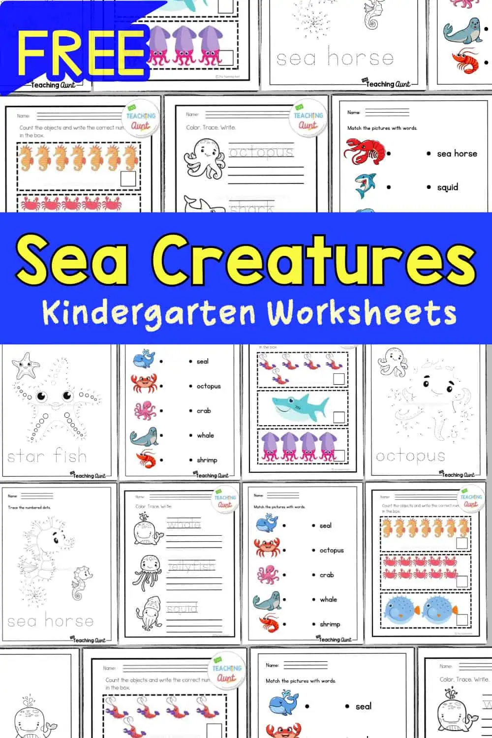 Second grade math worksheet featuring colorful rulers and various sea creatures for measurement practice