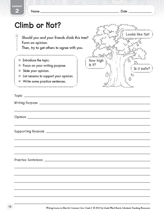 Worksheet 25: Elementary Opinion Writing Activity on Homework Expectations Second grade students completing a homework opinion writing worksheet with space for arguments about appropriate homework amounts