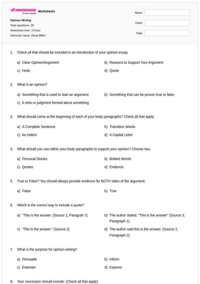 Homework Opinion Writing Assignment for Elementary Students with Evaluation Criteria Second grade student writing worksheet with homework opinion essay prompt and scoring rubric for argumentative writing practice