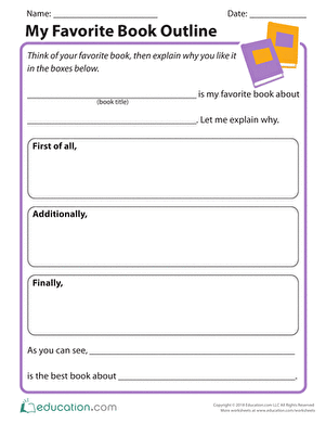 Opinion writing organizer for kids to express their favorite book creatively My Favorite Book Outline worksheet designed for second graders to organize their opinion writing
