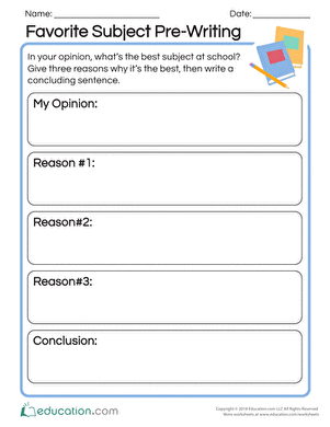 Interactive opinion writing prompt and rubric for elementary students Second-grade students engaging with a Favorite Subject Opinion Writing worksheet for addition