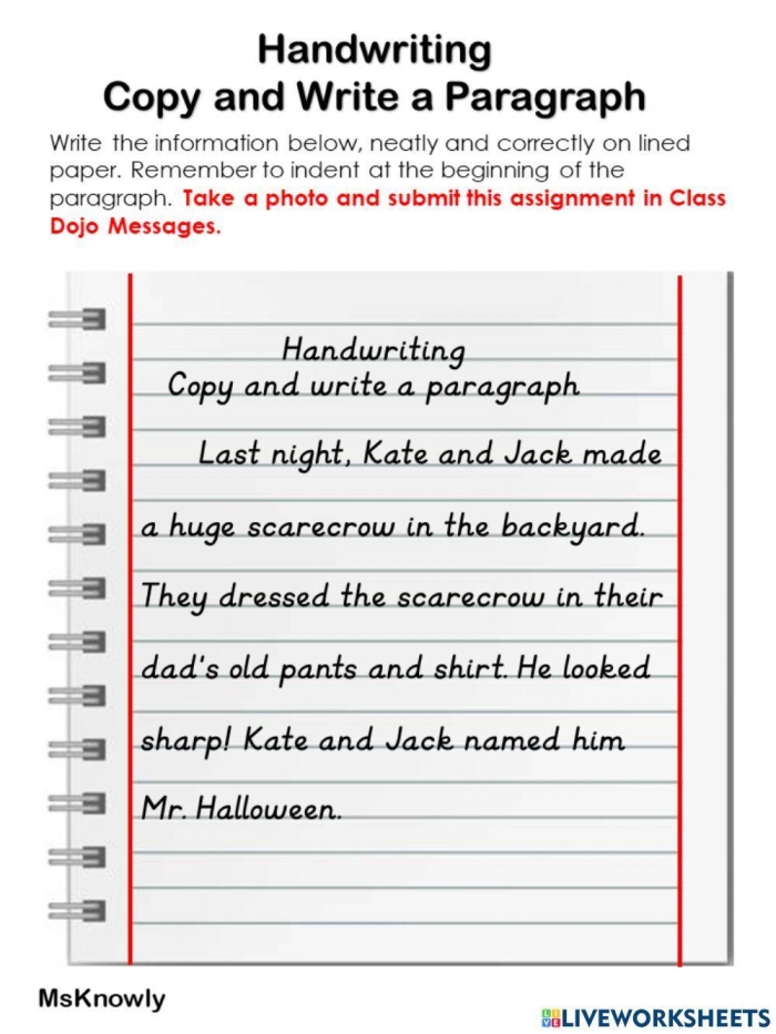 Second grade paragraph writing worksheet featuring a graphic organizer for kids