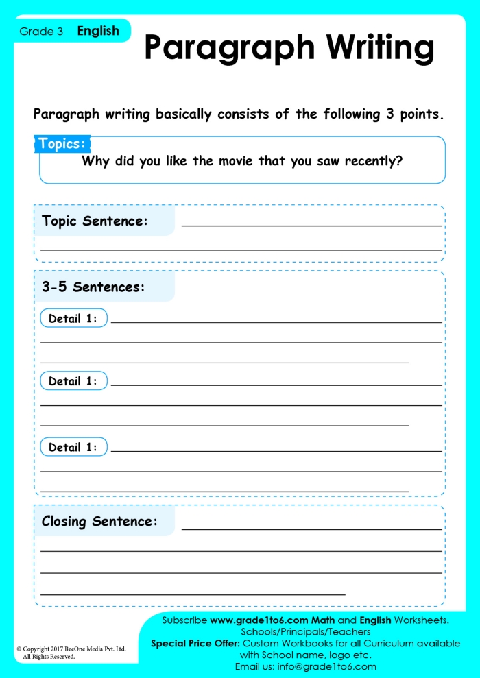 Second grade paragraph writing worksheet featuring a graphic organizer for kids