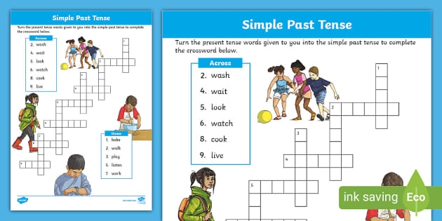 Engaging past tense verb crossword puzzle for reading practice Crossword puzzle worksheet featuring irregular past tense verbs for second graders