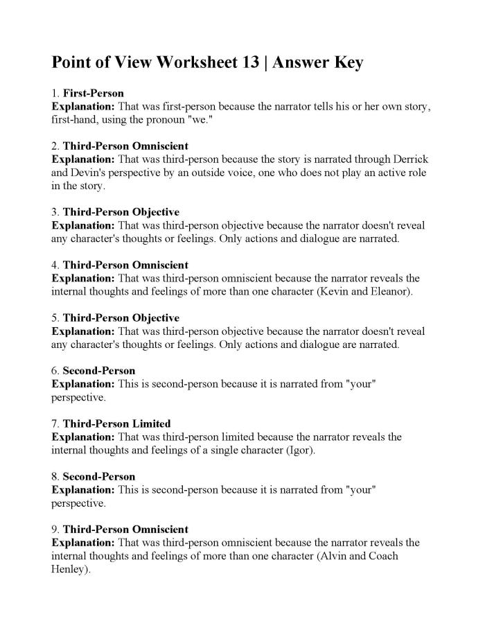 Characters' Points of View Activity for Young Learners A second grade worksheet showing two characters with thought bubbles expressing different viewpoints about the same situation