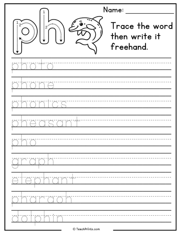 Engaging phonics worksheet focusing on tricky "ph" words for young learners Worksheet for practicing "ph" digraph words in a second-grade phonics review