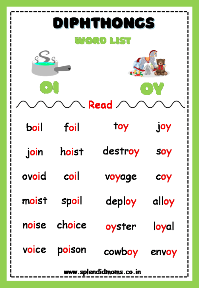 Kids practicing vowel diphthongs with an OI worksheet for phonics skills