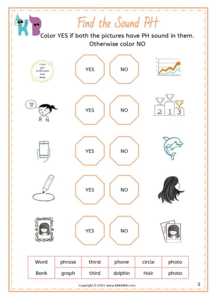 Engaging phonics worksheet for second graders focusing on digraphs Worksheet for practicing "ph" words in phonics review