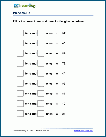 Geometry worksheet for Second Grade Place value test worksheet for second graders focusing on hundreds, tens, and ones. Engaging exercise to reinforce understanding of place value concepts.