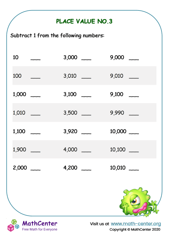 Second grade place value practice test worksheet for students