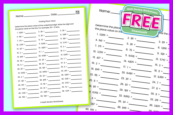 Find the Place Value worksheet for practicing multiple choice questions Worksheet for understanding place values in second grade math