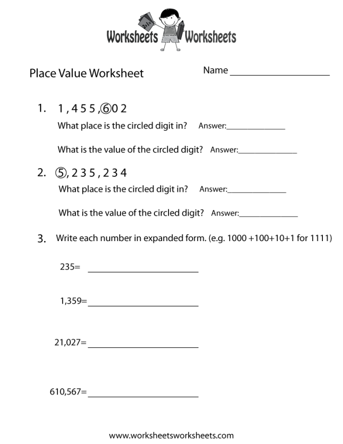 Find the Place Value worksheet for grade 2 students Worksheet for assessing place value understanding in second graders