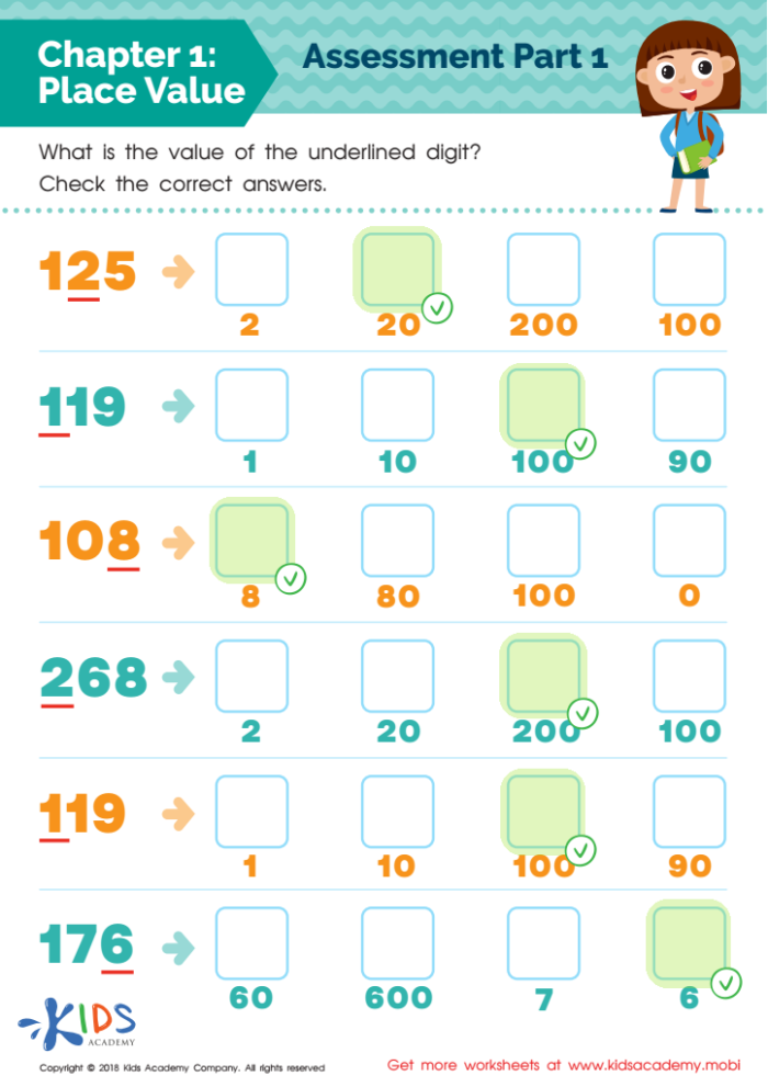 Place Value Test Worksheet for Second Grade Geometry Practice 13 Second grade math worksheet featuring a place value test for hundreds tens and ones 13