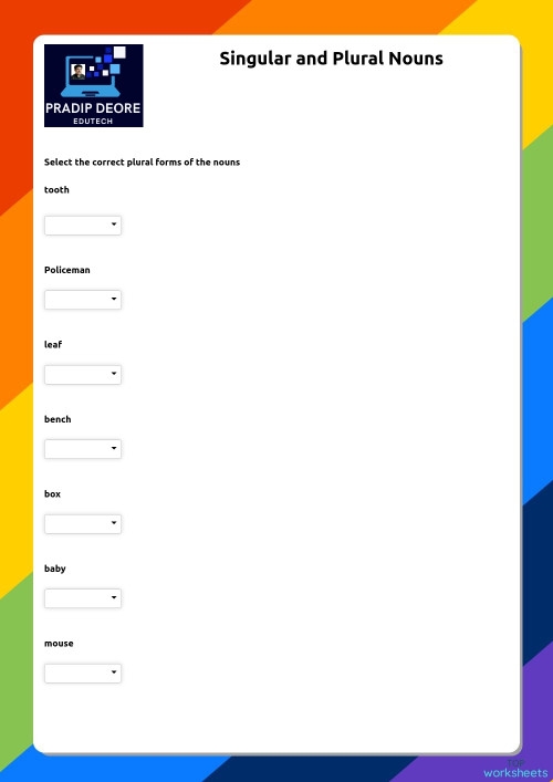 Singular to Plural Nouns Worksheet Number 23 for Second Grade Grammar Practice Second grade worksheet showing singular to plural noun practice with s and es endings