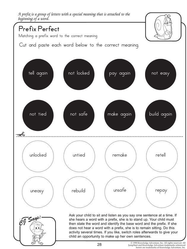 Perfect Prefixes Practice Worksheet 11 for Elementary Reading Instruction Second grade students practicing prefix word meanings by adding prefixes to base words on a worksheet activity