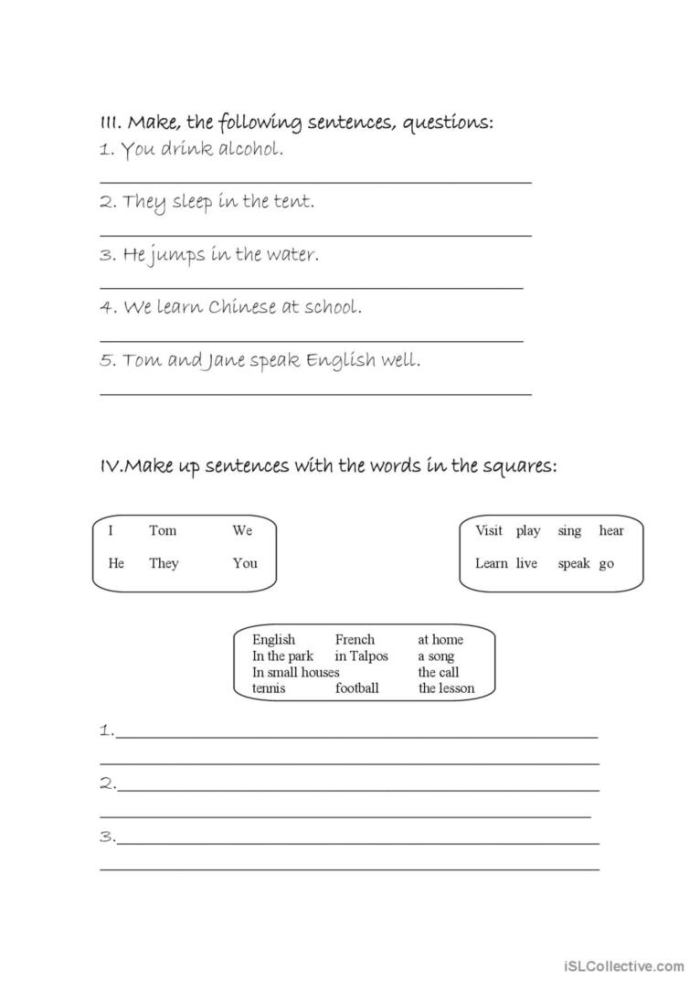 Second grade students completing a challenging worksheet on third person singular present tense verb endings