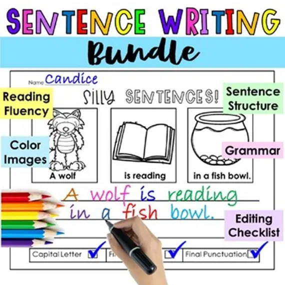Glossary sheet for the Building Fluency with Punctuation worksheet in a second-grade phonics lesson