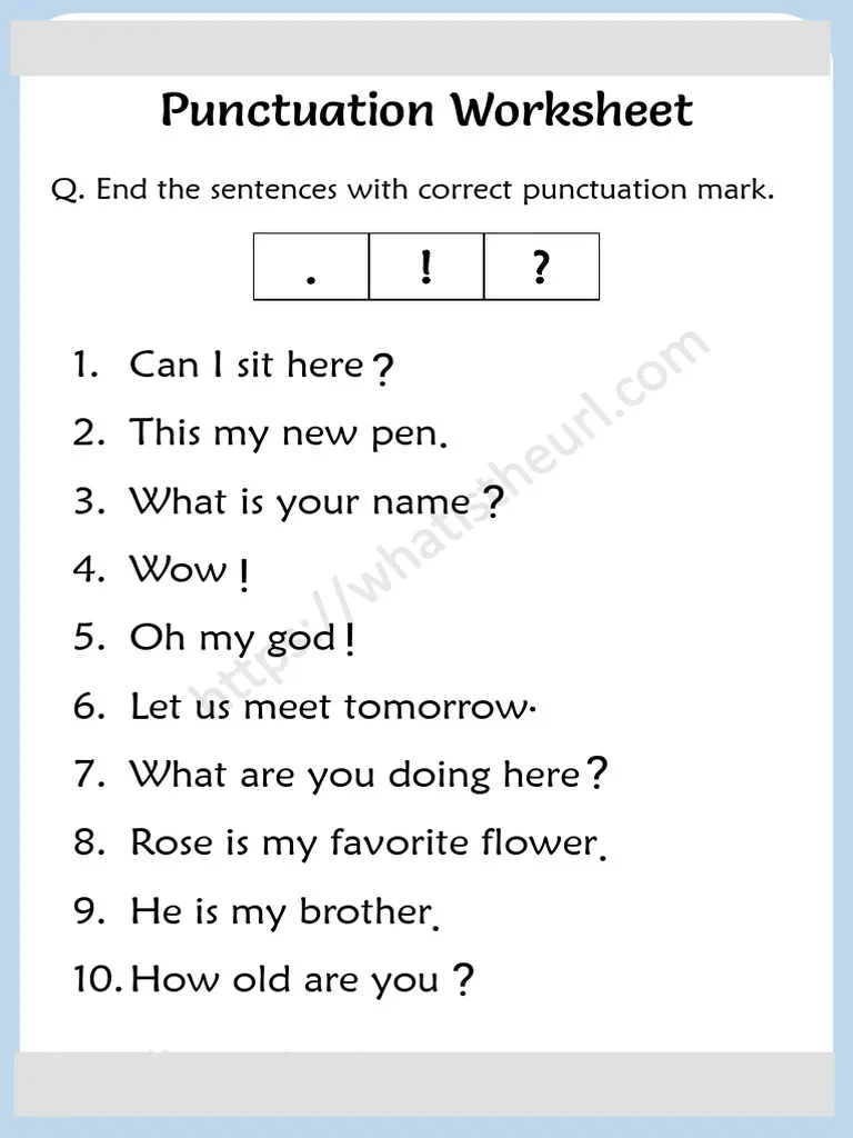 Proofreading for Punctuation Worksheet - Image 11 Worksheet for practicing punctuation corrections in a second-grade story
