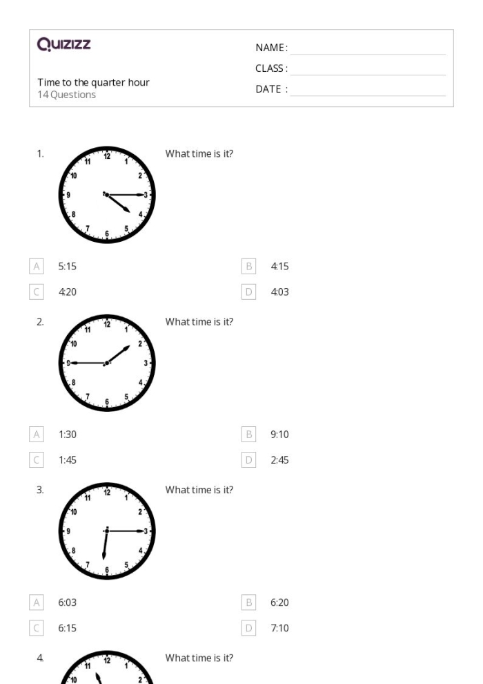 Second grade students practice telling time to the quarter hour on this math matching worksheet