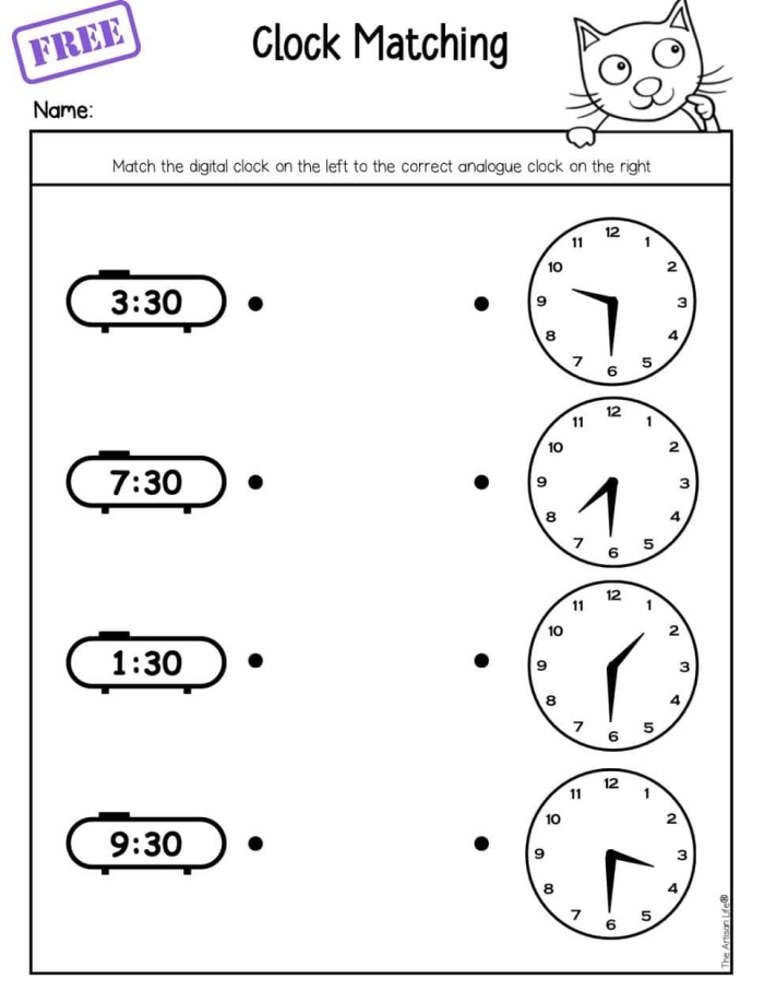 Second grade math worksheet featuring clock faces for practicing quarter hour time telling