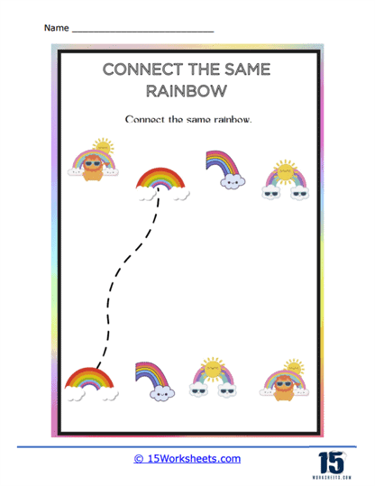 Colorful worksheet for a second-grade science experiment on how rainbows are formed with light and water